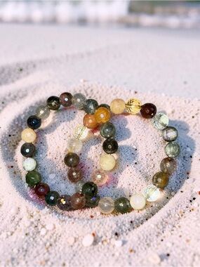 10mm Mystic Faceted Rutile Quartz Bracelet